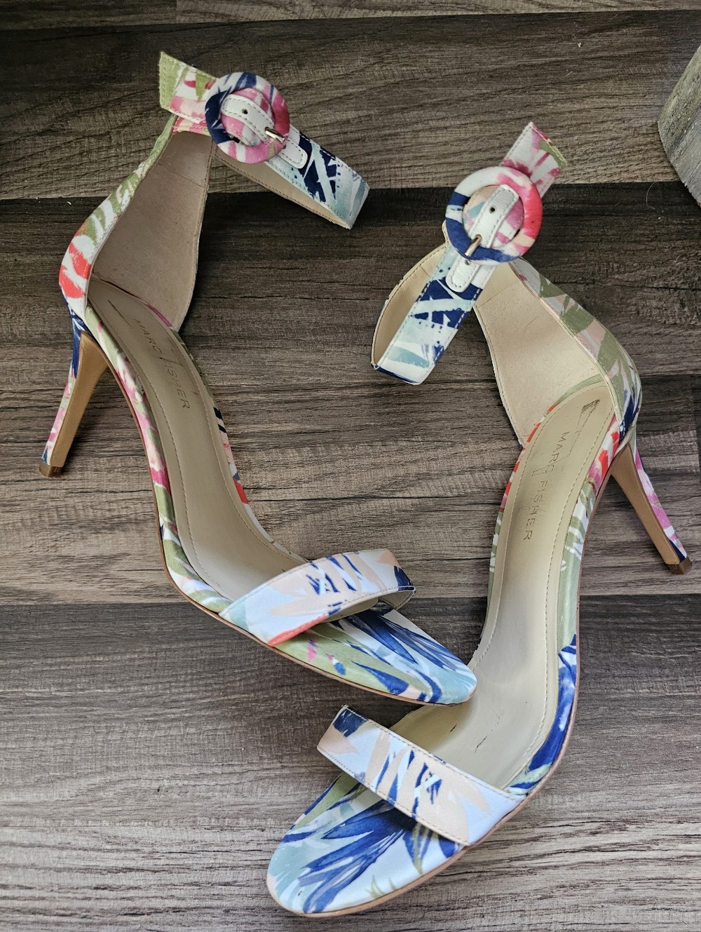 Marc Fisher Multicolor Floral Ankle-Strap Stiletto Sandal - Picture 3 of 15